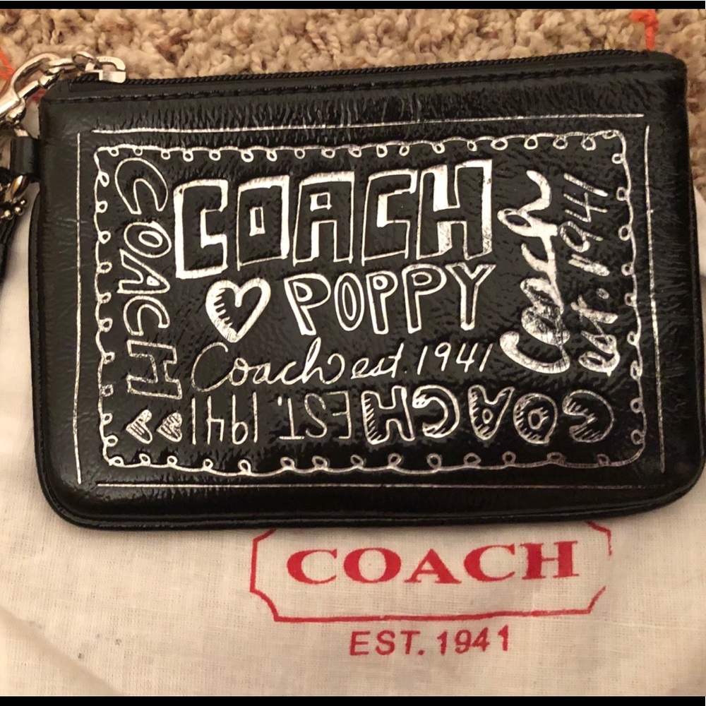 COACH Black & Silver POPPY Wristlet